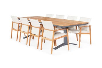 Suns Florine dining set teak met Stockholm tuintafel 280 x