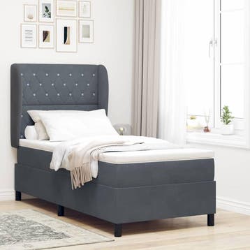 vidaXL Boxspring bed met hoofdeinde Donkergrijs 190 x 90 cm, Verzenden, Nieuw
