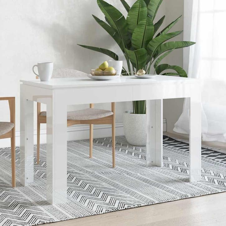 vidaXL Eettafel 120x60x76 cm bewerkt hout hoogglans wit, Huis en Inrichting, Tafels | Eettafels, Nieuw, Verzenden
