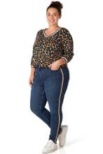 Broek Yesta denim glitter zijbies maat 46, Verzenden, Nieuw