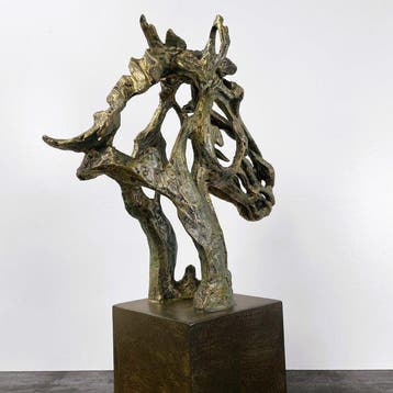 sculptuur, Paarden buste - 43.5 cm - Composiet