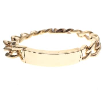 9 karaat gourmetschakel armband met graveerplaatje, Ophalen of Verzenden