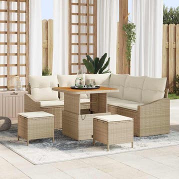 vidaXL Tuinbank Set 8 st Beige poly rattan, Verzenden, Nieuw