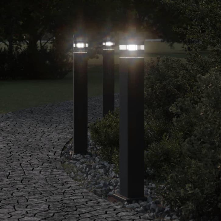 vidaXL Vloerlampen voor buiten 80 cm aluminium zwart, Tuin en Terras, Buitenverlichting, Nieuw, Verzenden
