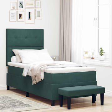 vidaXL Boxspring bed met hoofdeinde Donkergroen 200 x 100 cm, Huis en Inrichting, Slaapkamer | Bedden, Verzenden, Nieuw