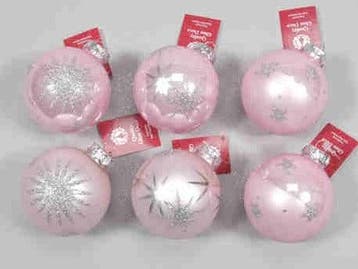 Kerstballen glas Powder Pink 12 stuks, Nieuw