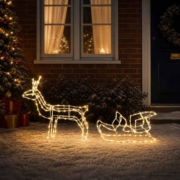 vidaXL Hert en slee kerstdecoratie LOVIISA 240 LEDs Warmwit, Diversen, Verzenden, Nieuw
