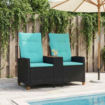 vidaXL Ligbank met Tafel 2 -Seater 126 x 65 x 112 cm poly, Tuin en Terras, Verzenden, Nieuw
