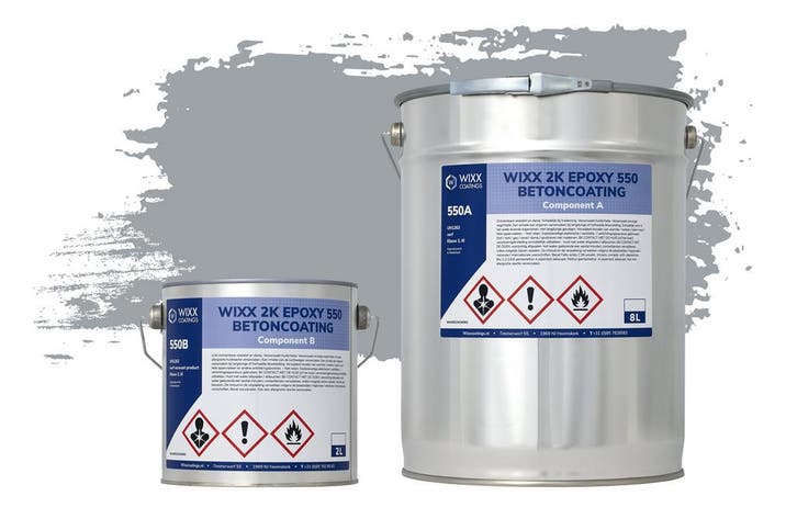 Wixx 2K Epoxy 550 Betonverf RAL 7040 | Venstergrijs 5L, Doe-het-zelf en Bouw, Verf, Beits en Lak, Nieuw, Verzenden