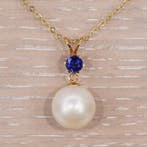 Zonder minimumprijs - Hanger - 18 karaat Geel goud Saffier -