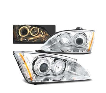 PHARES POUR FORD FOCUS II 04-08 ANGEL EYES CHROMÉ H1 H7, Verzenden
