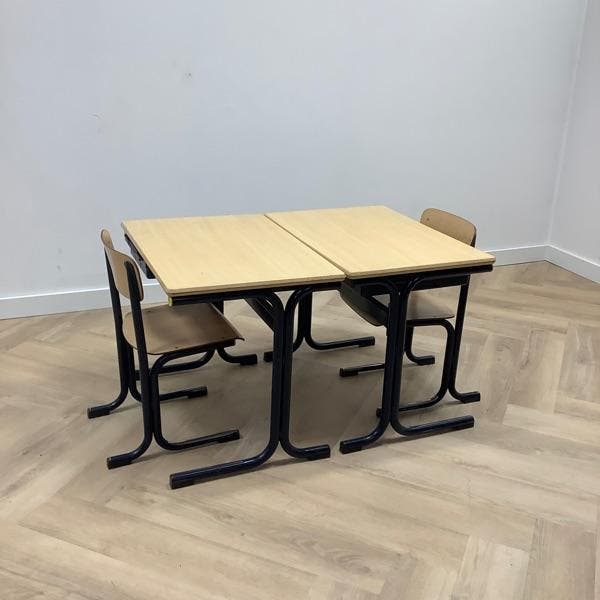 complete schoolset Galvanitas 10 stuks tafels + stoelen, Huis en Inrichting, Stoelen, Gebruikt, Vijf, Zes of meer stoelen, Hout