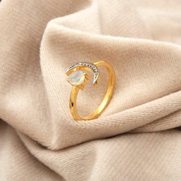 Verlovingsring - 14 karaat Geel goud - 0.45ct. tw. Opaal -