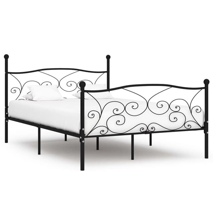 vidaXL Bedframe met lattenbodem metaal zwart 160x200 cm, Huis en Inrichting, Slaapkamer | Bedden, Nieuw, Verzenden