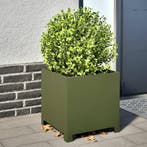 vidaXL Plantenbak 40x40x40 cm staal olijfgroen, Verzenden