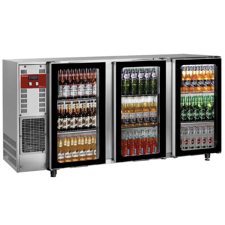 Flessenkoeler, roestvrij staal, 3 glazen deuren, 579 liter, Zakelijke goederen, Horeca | Keukenapparatuur, Koelen en Vriezen, Verzenden