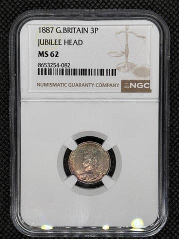 Verenigd Koninkrijk. Victoria. 3 Pence 1887 NGC MS62 (Zonder