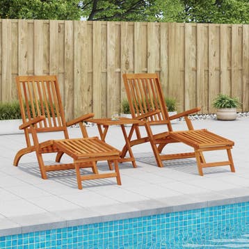 vidaXL Ligstoel die kan leunen en vouwen 2 st Massief Acacia, Tuin en Terras, Verzenden, Nieuw