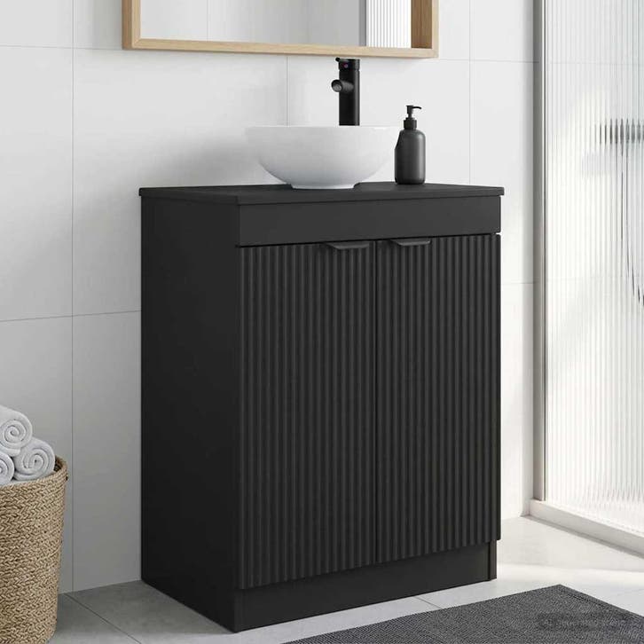 vidaXL Badkamer Vanity met Wastafel Zwart 54 x 35 x 83 cm, Huis en Inrichting, Tafels | Kaptafels, Nieuw, Verzenden