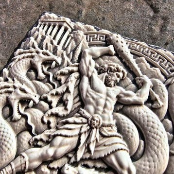 Griekse mythologie: Heracles die de lernaïsche Hydra doodt –