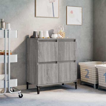 vidaXL Dressoir 60x35x70 cm bewerkt hout grijs sonoma, Verzenden, Nieuw