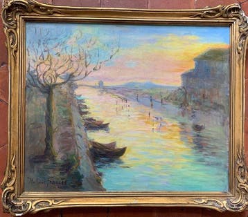 Mathilde Frances (1879-1964) - Coucher de soleil sur la, Antiek en Kunst