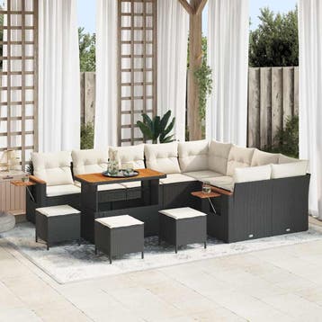 vidaXL Tuinbank Set 14 st 10-Aantal zitplaatsen Zwart en, Verzenden