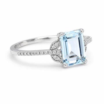 Zonder minimumprijs - Ring Platina - 1.35ct. tw. Aquamarijn, Handtassen en Accessoires, Nieuw