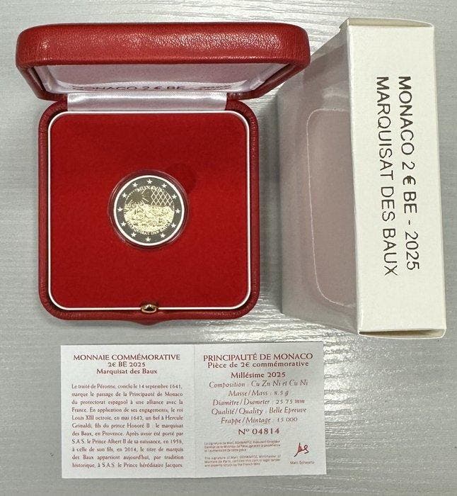 Monaco. 2 Euro 2025 Marquisat des Baux Proof, Timbres & Monnaies, Monnaies | Europe | Monnaies non-euro