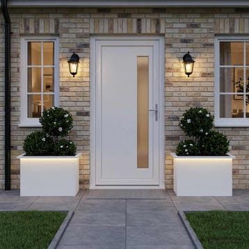 vidaXL Tuinplantenbak met led 2 st Wit 40 x 60 x 40 cm Staal, Jardin & Terrasse, Pots de fleurs, Verzenden