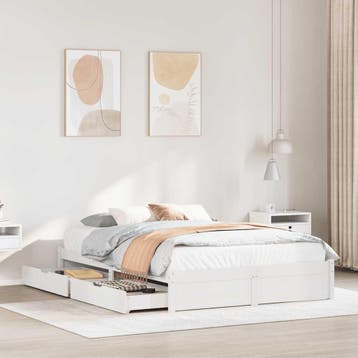 vidaXL Bedframe zonder matras massief grenenhout wit 140x200, Verzenden, Nieuw