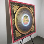 105 cm - Large Painting of Tibetan Tradition - Mandala, Antiquités & Art