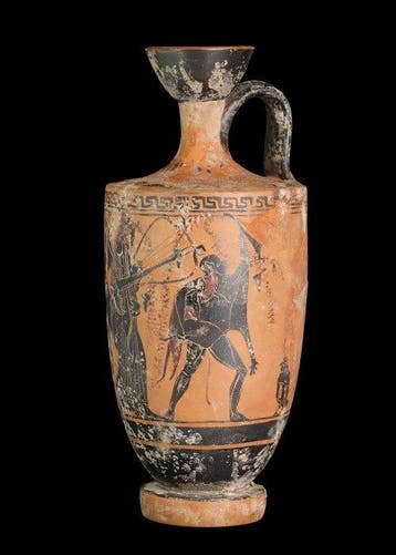 Grenier Terre cuite Lékythos à figures noires avec des