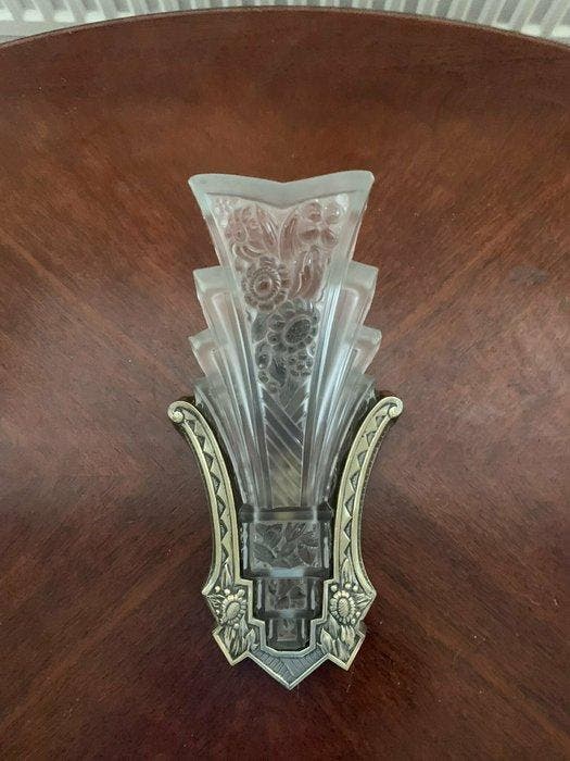 Applique murale - Laiton doré, Opaline - Art déco tchèque, Antiquités & Art, Art | Objets design