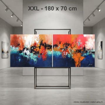 Monika Spiewak - Abstract - Oil Painting Stretched On The, Antiek en Kunst