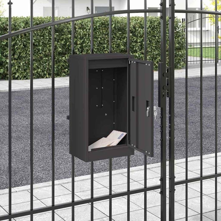 vidaXL Brievenbus met opslag met de deur Zwart 30 x 20 x 55, Tuin en Terras, Brievenbussen, Nieuw, Verzenden