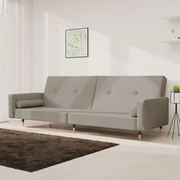 vidaXL Slaapbank 2-zits met 2 kussens fluweel lichtgrijs, Verzenden, Nieuw