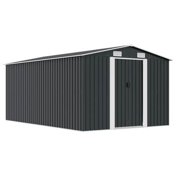 vidaXL Tuinschuur 257x392x181 cm metaal antracietkleurig, Verzenden, Nieuw