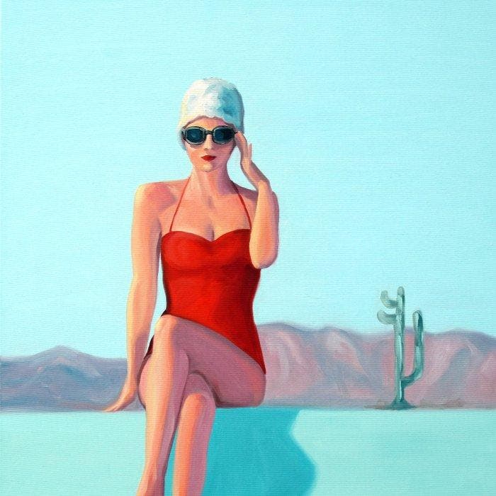 Christophe Gastaldi - La piscine - XL, Antiek en Kunst, Kunst | Schilderijen | Modern