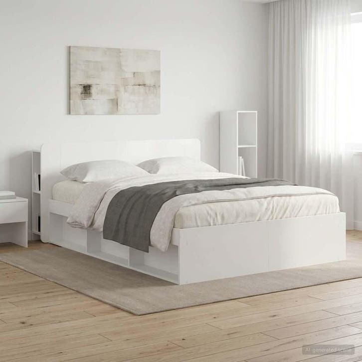 vidaXL Hoofdeinde Kast met opslag Hoogglans Wit Bewerkt hout, Maison & Meubles, Chambre à coucher | Lits, Envoi