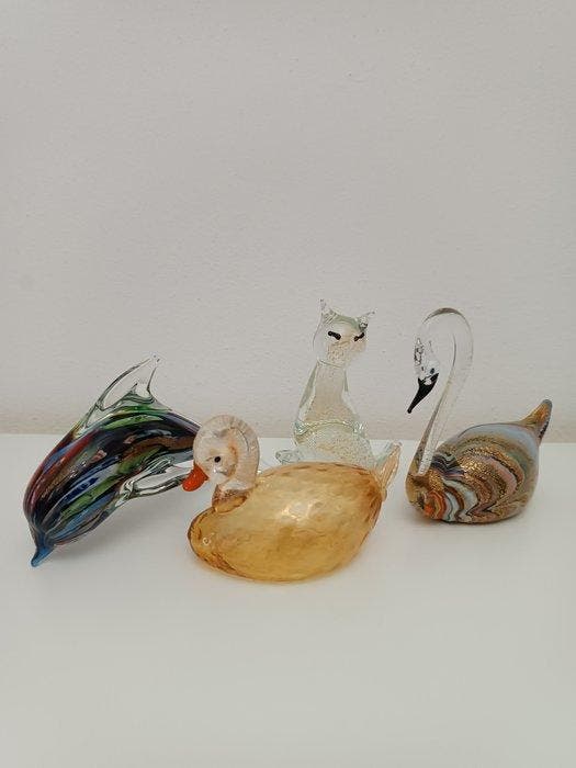 Decoratief ornament (4) - manifattura muranese,4 figure, Antiek en Kunst, Curiosa en Brocante