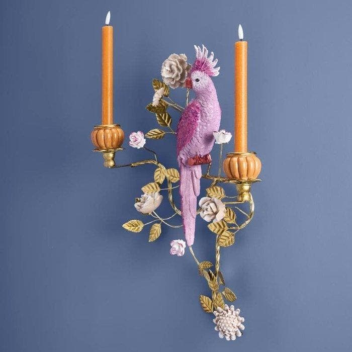WERNS - Kaars wandlamp - XL 55 cm, handbeschilderde papegaai, Antiquités & Art, Art | Objets design