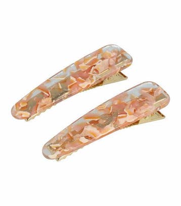 Haarspeld Duckklemmen 6cm – Marmerprint – Roze – Set van 2
