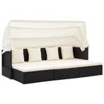 vidaXL Tuinbed met luifel poly rattan zwart, Tuin en Terras, Verzenden, Nieuw