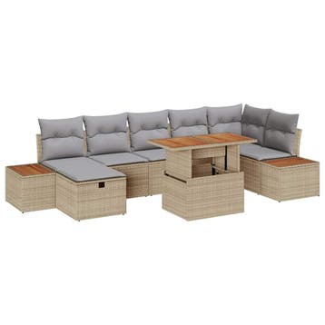 vidaXL Tuinbank Set 8 st Beige poly rattan, Verzenden
