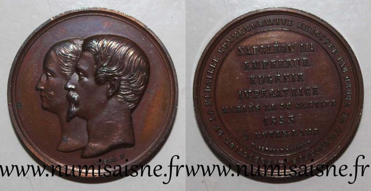 France Medaille Hochzeit Von Napoléon Iii en Eugenie 30 J.., Timbres & Monnaies, Pièces & Médailles, Envoi