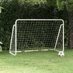 vidaXL Voetbaldoel met net 180x90x120 cm staal wit, Verzenden