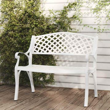 vidaXL Tuinbank 102 cm gietaluminium wit, Tuin en Terras, Verzenden, Nieuw