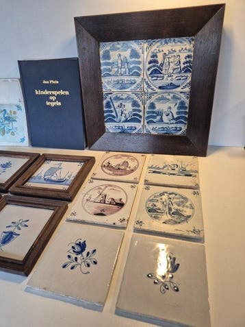 Tegel (13) - 1800-1900 - Lot delfs blauwe tegels