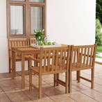vidaXL 5-delige tuinset 140x80 cm massief teakhout, Verzenden, Nieuw, Tuinset